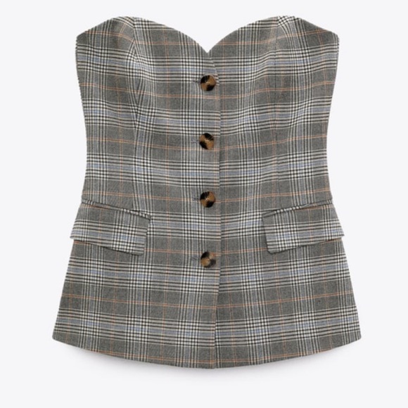 Zara plaid bustier top - Picture 1 of 10